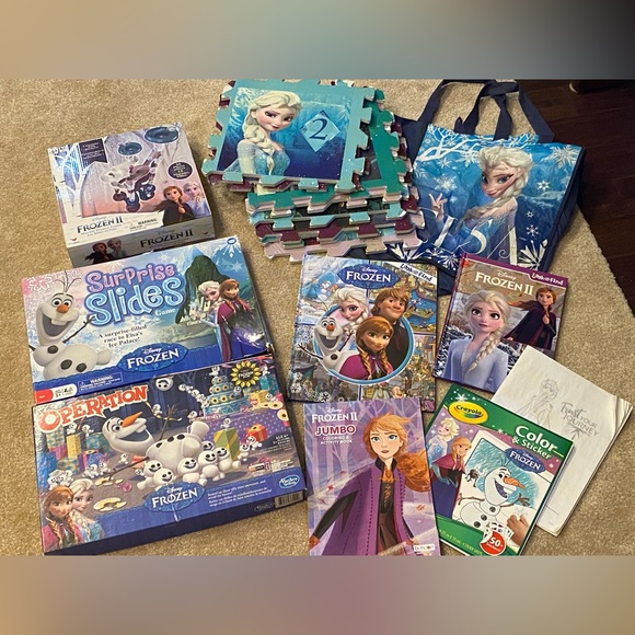 Disney Frozen 8pc Interlocking Foam Floor Mat Hopscotch Activity Play Set & bag - Picture 14 of 15